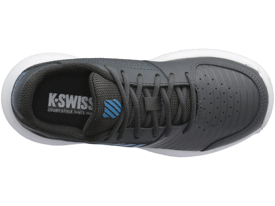 K-Swiss Varsity V Court Express Omni Tennis Shoes in Dark Shadow/White/Swedish Blue