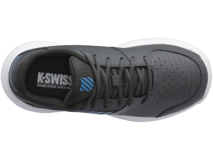 K-Swiss Varsity V Court Express Omni Tennis Shoes in Dark Shadow/White/Swedish Blue