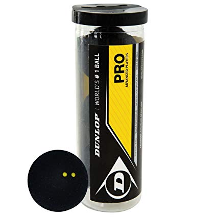 Dunlop Pro Squash 3 Ball Tube - Double Yellow - atr-sports