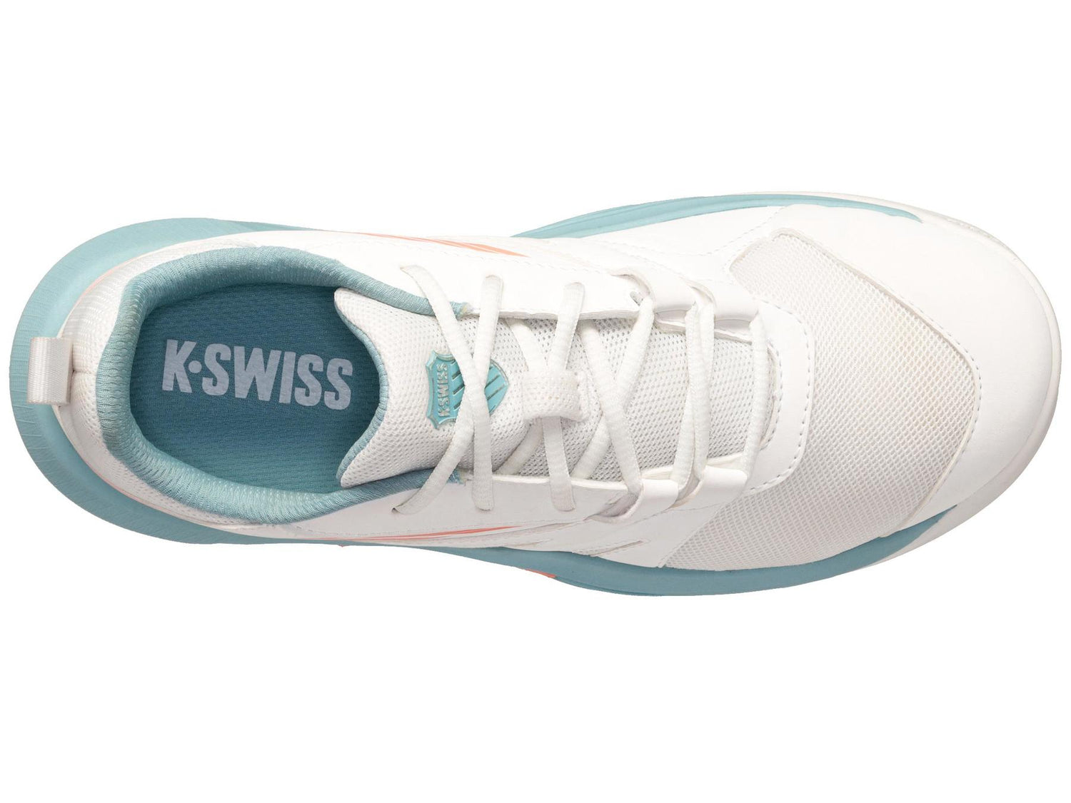 K-Swiss Kids SpeedTrac Tennis Shoes in Blanc De Blanc/Nile Blue/Desert Flower