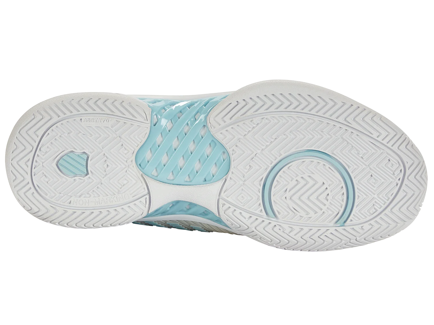 K-Swiss Women's Hypercourt Express 2 Tennis Shoes in Vaporous Gray/White/Blue Glow