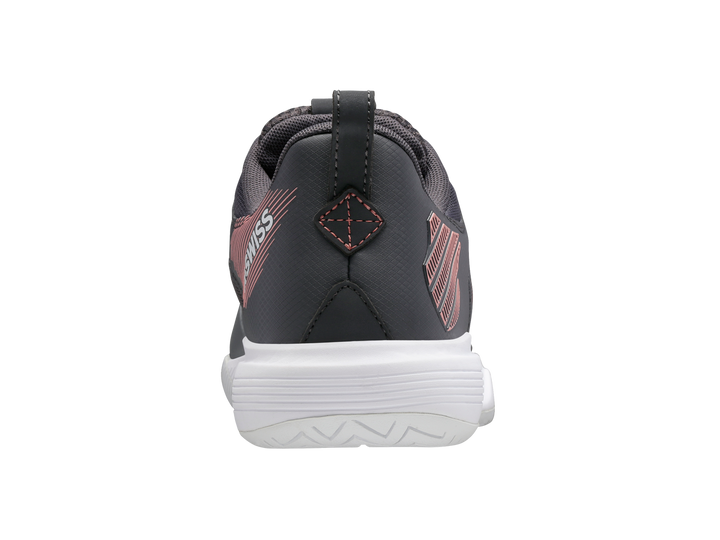 K-Swiss Womens Ultrashot Team Tennis Shoes in Steel Gray/Asphalt/Peach Amber