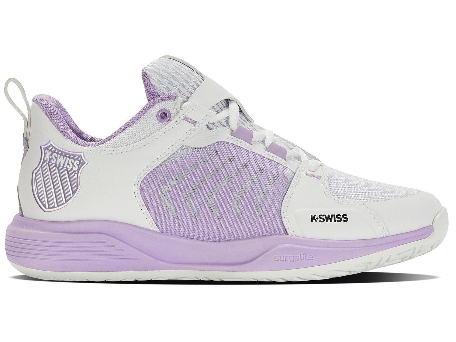 K-Swiss Women's Ultrashot Team Tennis Shoes in White/Purple Rose /Moonless Night
