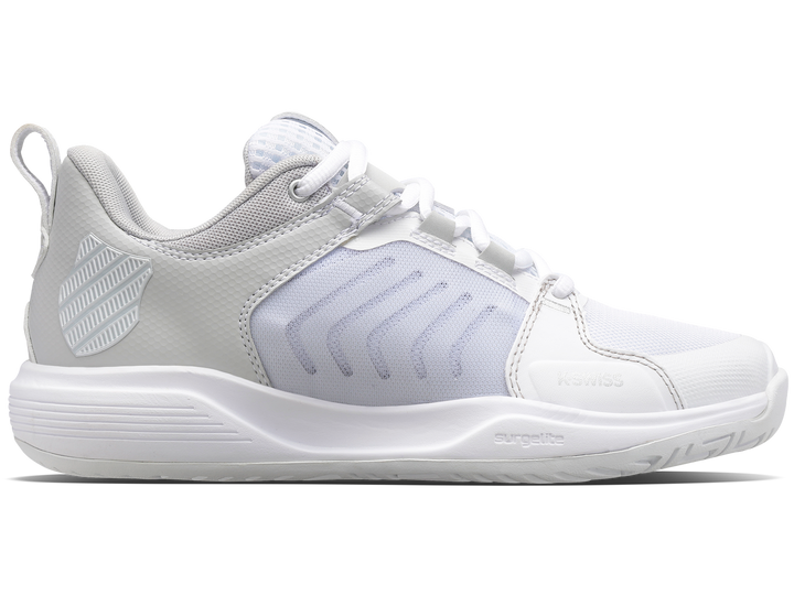 K-Swiss Womens Ultrashot Team Tennis Shoes in White/Lunar Rock/Silver