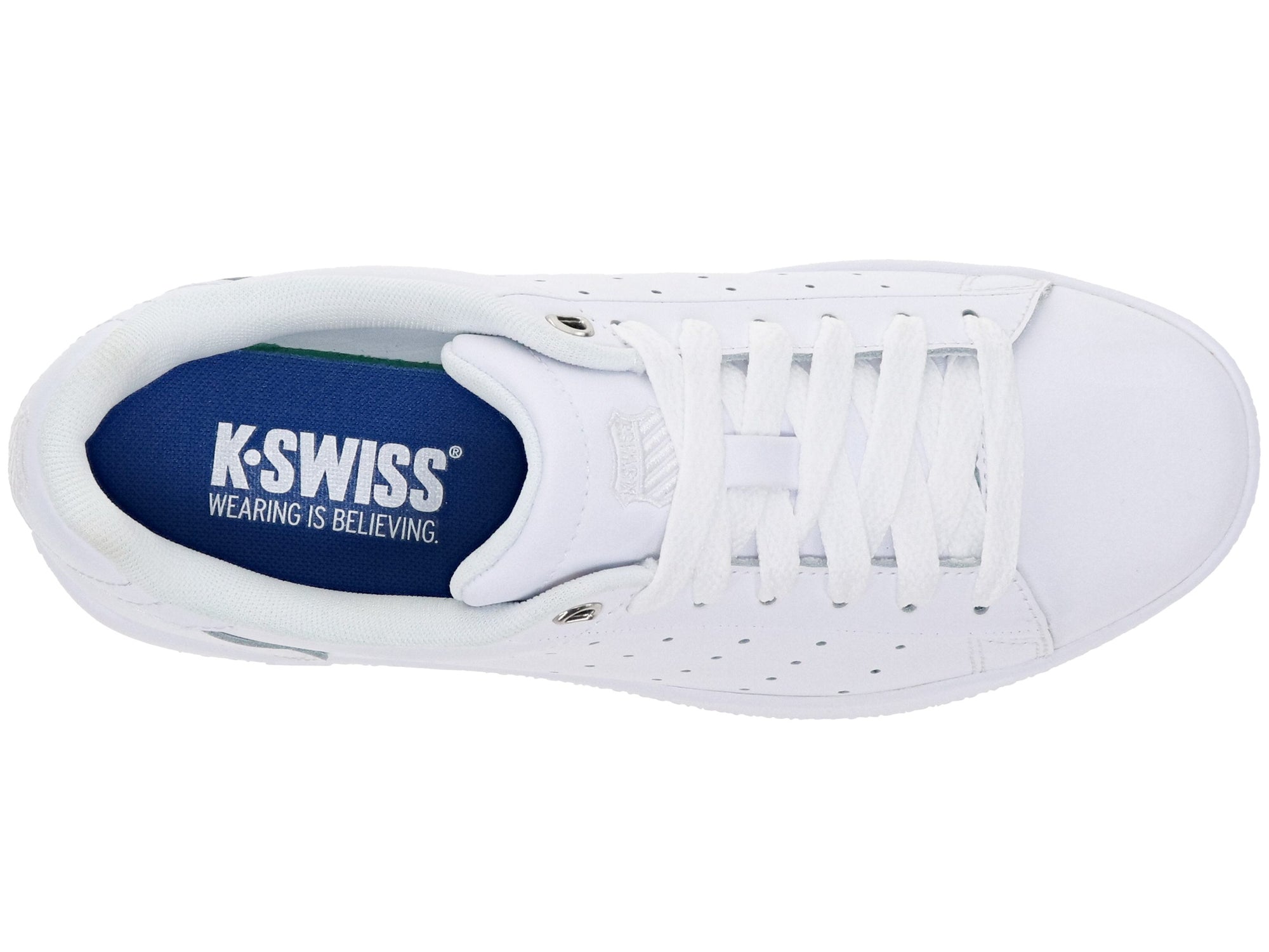 K-Swiss Women's Classic Platform Court Shoes in White/White