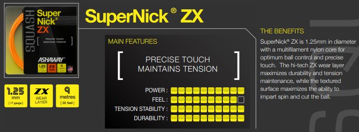 Ashaway Supernick ZX 17 Squash String Set - Orange - atr-sports