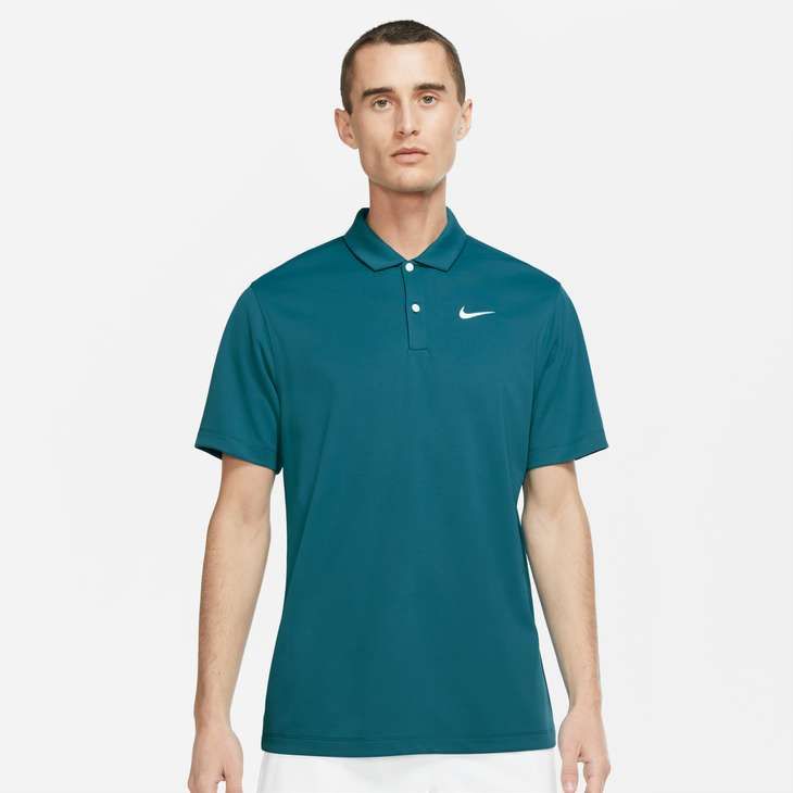 Nike Men's Court Dri-FIT Polo Solid (Bright Spruce/White)