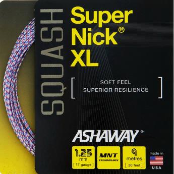 Ashaway Supernick XL 17 Squash String Set - White/Red/Blue - atr-sports