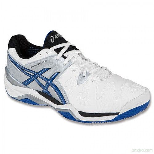 Asics Men's Gel-Resolution 6 Clay Tennis Shoes in White/Blue/Silver - atr-sports