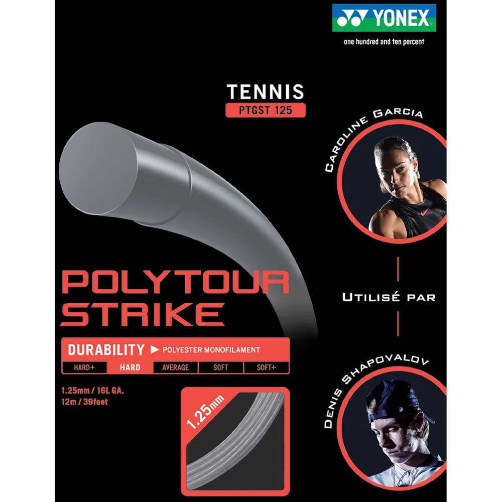 Yonex Poly Tour Strike 16L Tennis String Reel (Cool Black), Racquet String  -  Canada